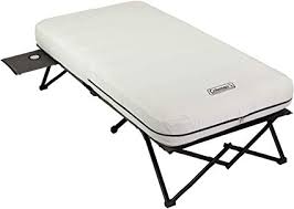 Amazon Com Coleman Twin Airbed Folding Cot With Side Table And 4d Battery Pump Camping Air Mattresses Sports Outdoors Camping Cot Air Mattress Air Bed
