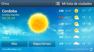 Estado Actual Y Pronostico Del Tiempo Desde El Viernes 25 07 Al Jueves 31 07 Para La Ciudad De Cordoba Y Alrededore Pronostico Del Tiempo Clima Precipitaciones