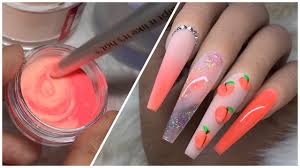 Coffin nails acrylic nails matte nails. Mixing Acrylics To Create 3d Peach Nails Nail Art Tutorial Youtube