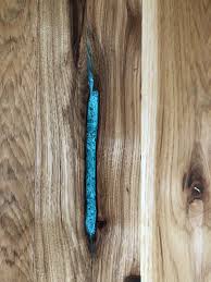 Colored Epoxy To New Hickory Floor We Used This Instead Of Wood Filler Hickory Flooring Colored Epoxy Wood Filler