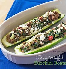 Turkey Stuffed Zucchini Boats Are An Easy Baked Stuffed Zucchini Recipe Even Kids Love This Turkey Stuffed Zuc Zucchini Recipes Ground Turkey Recipes Zucchini