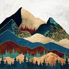 Malachite Mountains Mountain Art Print Mountain Art Canvas Art