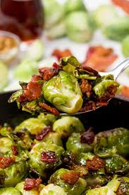 Maple Bacon Roasted Brussels Sprouts Recipe Thanksgiving Vegetable Dishes Maple Recipes Brussel Sprouts