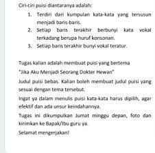 Buat Puisi Yang Bertema Jika Aku Menjadi Seorang Dokter Hewan Judul Puisi Bebas Tolong Ya Brainly Co Id