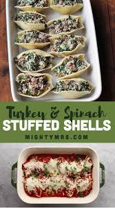 Healthy Stuffed Shells With Ground Turkey And Spinach Mighty Mrs Recipe In 2020 Healthy Stuffed Shells Spinach Stuffed Shells Stuffed Shells