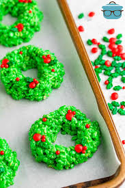 Rice Krispies Christmas Wreaths Recipe In 2020 Rice Krispies Recipes With Marshmallows Liquid Food Coloring