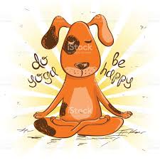 Funny Illustration With Cartoon Red Dog Sitting On Lotus Position Of Dog Doing Yoga Funny Illustration Happy Cartoon
