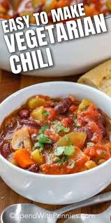 Vegetarian Chili Is A Comforting Dish That Is Easy To Make On The Stove Top Or In The Slow Cooker In 2020 Vegetarian Chili Vegetarian Dishes Vegetarian Chili Recipe