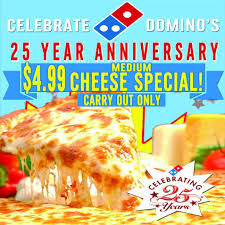 Dominosbahamas Is Showing It S Customer S How Much They Appreciate Them Again 25years Anniversarydeal Carryoutspecial Cheese Dominos Pizza Food