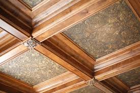 Exquisite Coffered Ceiling With Lincrusta Textured Vinyl Faux Finish By Theresa Fike Coffered Ceiling Ceiling Design Wooden Ceilings
