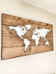 Rustic Wood World Map Rustic Decor Farmhouse Decor Rustic Nursery Decor Wall Decor Wooden White Wor Idee Fai Da Te Arredamento Artigianale Mappa Del Mondo