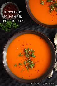 Butternut Squash And Red Pepper Soup Recipe Stuffed Peppers Stuffed Pepper Soup Red Pepper Soup