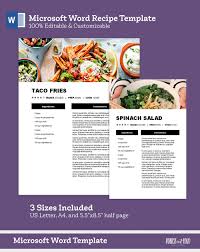 Recipe Template Printable Microsoft Word Or Google Docs 8 5x11 Instant Download Cookbook Template Recipe Template Recipe Template Printable Cookbook Template