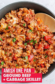 Amish One Pan Ground Beef And Cabbage Skillet Recipe Ground Beef And Cabbage Cabbage Recipes Ground Beef