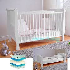 Wooden Baby Cot Bed Deluxe Aloe Vera Mattress Converts To Toddler Bed 7430257818838 Ebay Wooden Baby Cot Baby Cot Bedding Cot Bedding