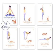12 Yoga Cards Sun Salutation A Printables Yoga Poses Card Etsy Yoga Cards Yoga Stickers Yoga Poster