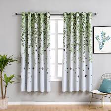 Haperlare leaf embroidery tier curtains for living room, linen textured look short window curtain, rod pocket tailored botanical floral kitchen cafe curtains, 26 x 45, grey, set of 2. Rustic Short Curtains For Kitchen Pastoral Plant Bedroom Decorations Window Curtain Living Room Green Drapes Curtains Aliexpress