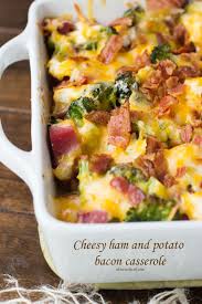 Leftover Ham Casserole With Potatoes Cheese Oh Sweet Basil Recipe Bacon Casserole Cheesy Ham Recipes