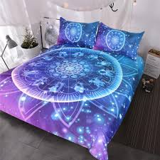 3pcs Mandala Galaxy Zodiac Glitter Bedding Burgundy Bedding Bedding Set Duvet Cover Sets