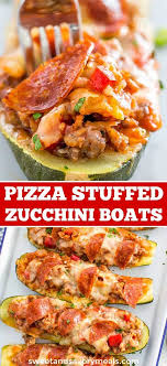 Pizza Stuffed Zucchini Boats Video Sweet And Savory Meals Recipe Zuchinni Recipes Low Carb Diet Recipes Zucchini Boats Healthy