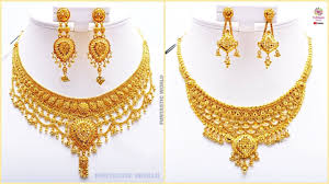 Latest Bridal Gold Necklace With Earrings Designs Online Sets 22 Carat Gold Necklace Simple Designer Earrings Women Jewelry