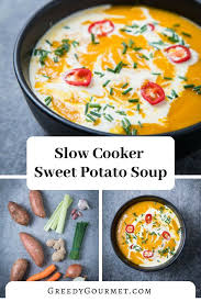 Slow Cooker Sweet Potato Soup Easy And Healthy Recipe For The Crockpot Recipe Sweet Potato Soup Soup Recipes Slow Cooker Slow Cooker Sweet Potatoes