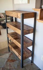 Pallet Wood Y Metal Leg Bookshelf Furniture Projects Bookshelves Diy Diy Furniture