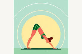 Girl In Yoga Down Facing Dog Pose Dog Poses Cartoon Styles Poses