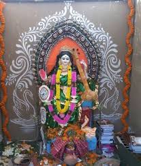Vasant panchami is an important indian festival celebrated every year in the month of magh according to the hindu calendar. Saraswati Puja Decoration Saraswati Pooja Vasant Panchami Pooja Room Pooja Room Designs Decoration For Saraswati Pooja Pooja Rooms Diy Diwali Decorations Decor