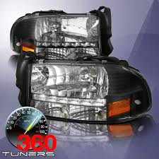 97 04 Dodge Dakota 98 03 Durango Led Crystal Headlights With Xenon Hid Lighting System Corner Lights Pair Black