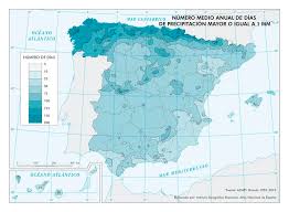 Mapa De Numero Medio Anual De Dias De Precipitacion Mayor O Igual A 1mm 1981 2010 Espana Mapas Historia De Espana Geografia E Historia