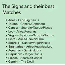 The Signs And Their Best Matches Zodiac Signs Matches Gemini Relationship Zodiac