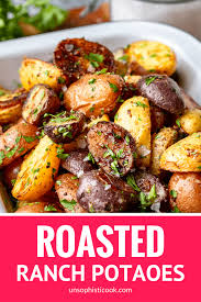 Crispy Roasted Garlic Ranch Potatoes These Easy Ranch Potatoes Are Totally One Of My Ranch Potato Recipes Seasoned Roasted Potatoes Ranch Seasoning Recipes