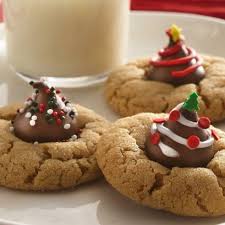 Sugar Cookies With A Decorated Hershey S Kiss On Top So Easy And So Cute Christmas Baking Cookies Recipes Christmas Peanut Butter Blossoms Recipe