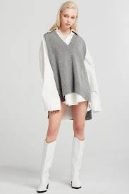 Lyla Oversized Knit Vest Knit Vest Outfit Fashion Knit Vest Why not diversify your summer dresses, by layering a thin black roll neck under your strappy cami styles? lyla oversized knit vest knit vest