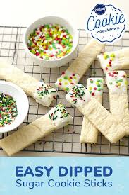 Easy Dipped Sugar Cookie Sticks Recipe Vanilla Recipes Pillsbury Sugar Cookies Sweets Recipes