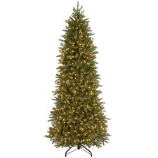 National Tree Company 7 5 Ft Jersey Fraser Fir Artificial Christmas Pencil Slim Tree With Clear Lights Pejf1 362 75 The Home Depot Pre Lit Christmas Tree Slim Artificial Christmas Trees Slim Christmas Tree