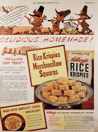 1941 Thanksgiving Rice Krispies Marshmallow Squares Original Recipe Vintage Print Ad Snap Crackle Rice Krispies Rice Krispie Treats Rice Krispy Treats Recipe