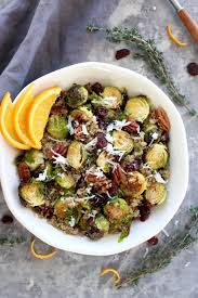 Roasted Brussels Sprouts Quinoa Salad The Real Food Dietitians Recipe Healthy Brussel Sprout Recipes Quinoa Recipes Healthy Roasted Brussel Sprouts