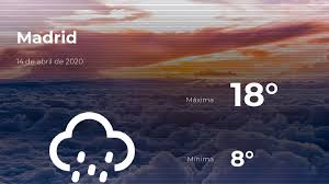 El Tiempo En Madrid Prevision Para Hoy Martes 14 De Abril De 2020
