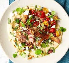 Lamb Chops With Hummus Roasted Tomatoes Recipe Bbc Good Food Recipes Roasted Tomatoes Lamb Chops