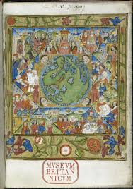 Miniature Of The Horoscope Diagram For The Day In Which The World Was Created Including A World Map Within Illuminated Manuscript Medieval Medieval Manuscript