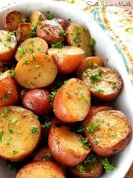 Slow Cooker Ranch Roasted Potatoes Super Easy Crock Pot Recipe For New Potatoes Using Ran Pork Loin Side Dishes Roasted Side Dishes Crockpot Roasted Potatoes