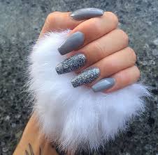 Swarovski crystals dust for nails crystal pixie dust micro. Grey Coffin Nails Grey Acrylic Nails Trendy Nails Fake Nails