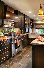 with dark kitchen cabinets