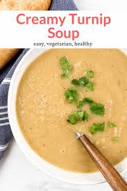 Creamy Turnip Soup Slender Kitchen Recipe Turnip Soup Turnip Recipes Healthy Soup Recipes