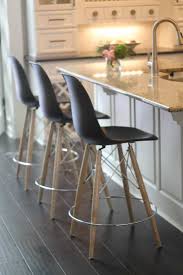 Interior Extraordinary Furniture Black Wooden Bar Stools With White Pad Set Behind Wooden Kitchen And Brown Bar Stools Wooden Bar Stools Bar Stools With Backs