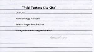 Puisi Tentang Cita Cita Setinggi Langit Penuh Makna Gingsul Com