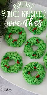 Rice Krispie Wreathes Holiday Cookies Rice Krispies Rice Crispy Treats Christmas Rice Krispie Treats