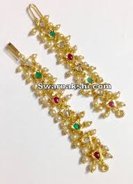 1 Gram Gold Matilu Ear Chains Ruby Emerald Oval Model Collection 1gramgoldjewellery 1gramgoldearchains Ear Chain Gold Earrings Designs Gold Necklace Designs